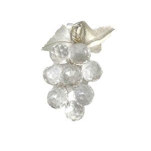Clear Faceted Lucite Grapes Bunch Faux Pearls Ornamental Decoration